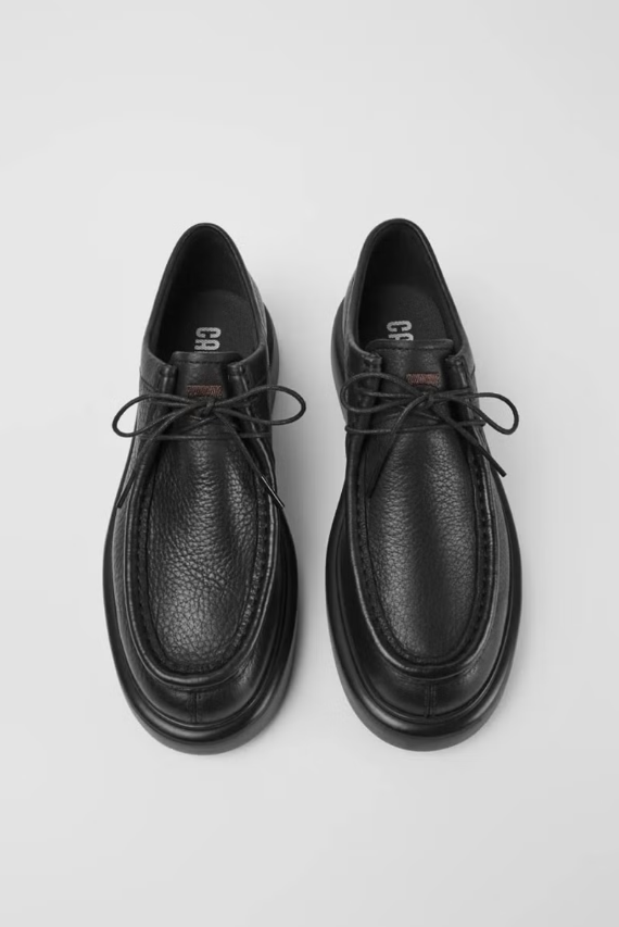Shoetyle - Black Leather Lace-Up Men's Casual Shoes