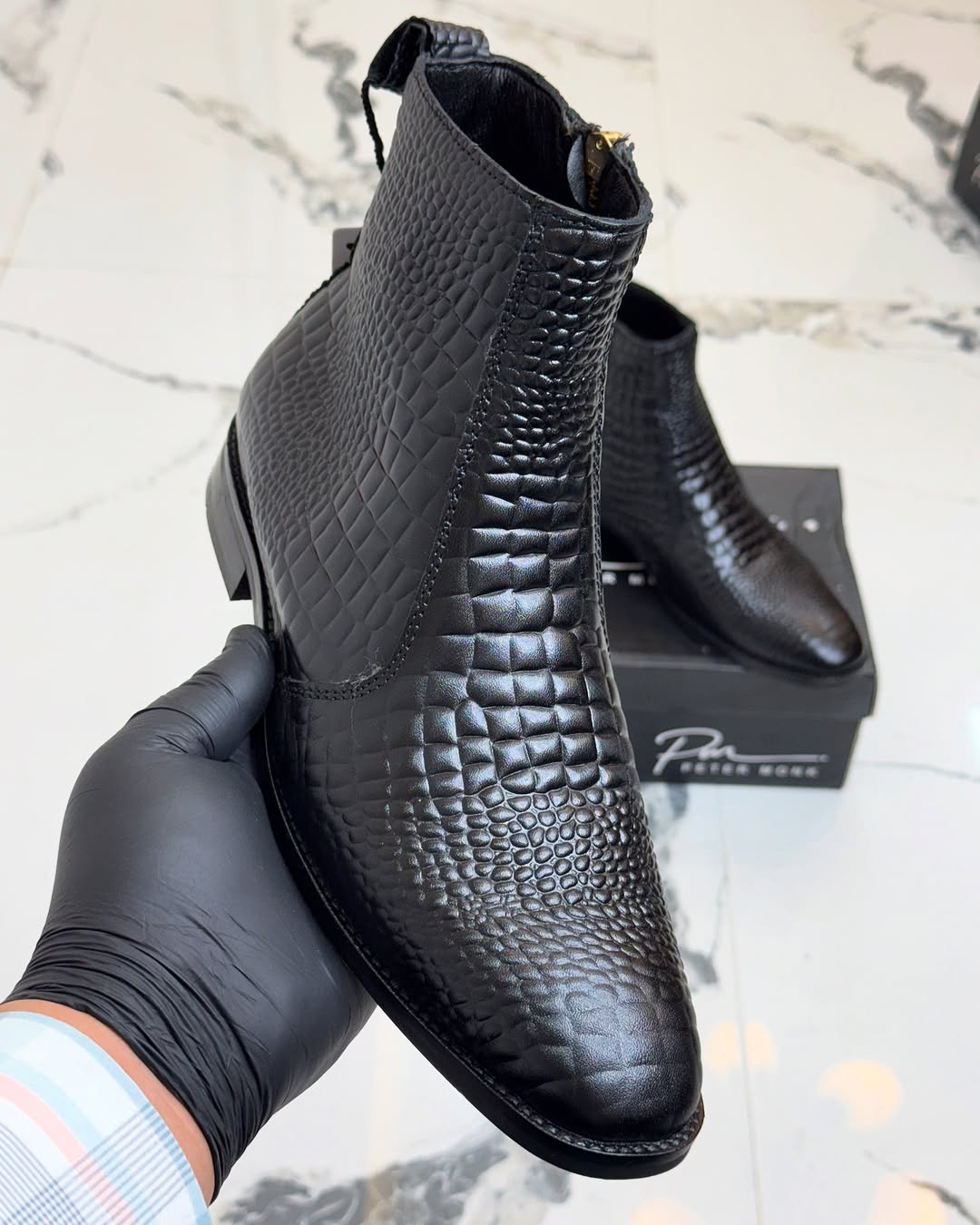 Pure leather cowhide ankle boots