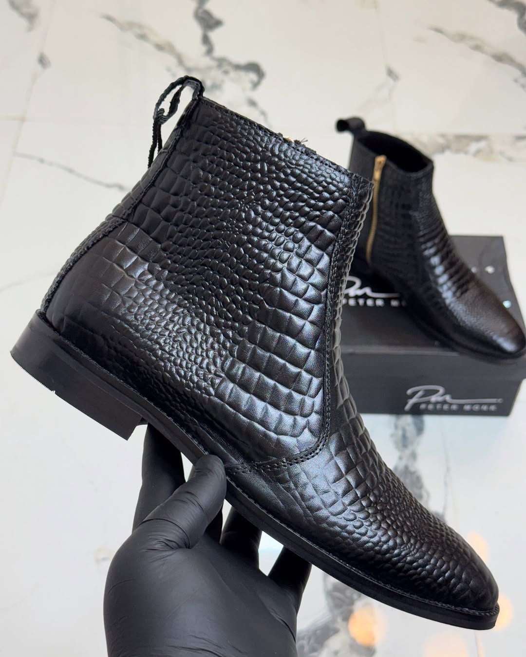Pure leather cowhide ankle boots