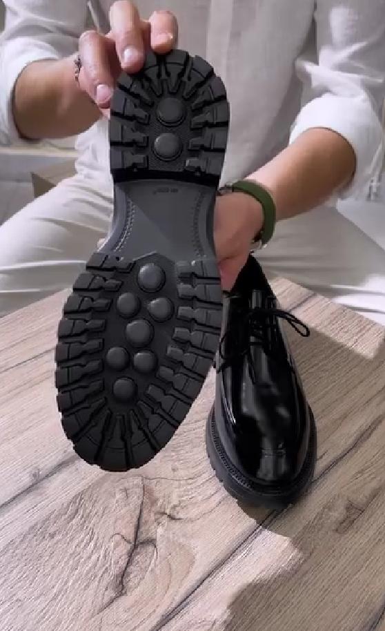 Top layer cowhide open edge pearl leather business formal leather shoes