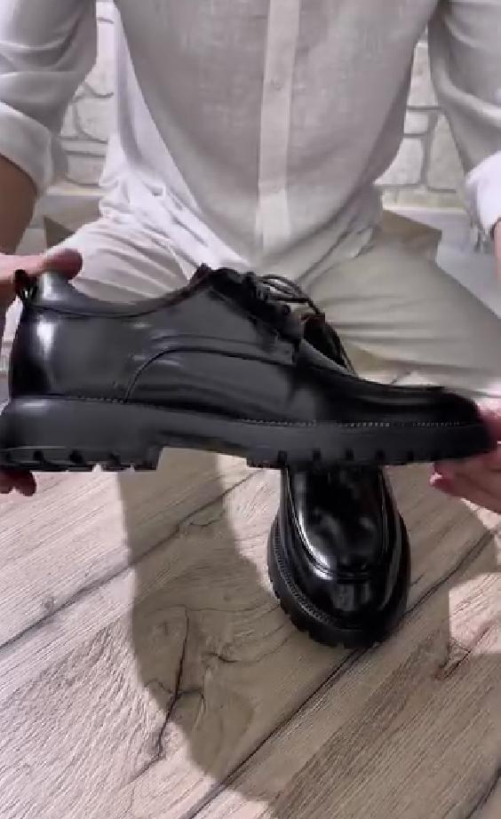Top layer cowhide open edge pearl leather business formal leather shoes