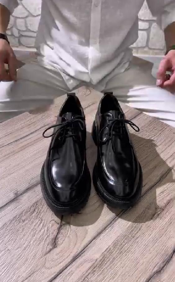 Top layer cowhide open edge pearl leather business formal leather shoes