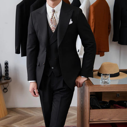 Black Milano Suit (Includes: Jacket + Waistcoat + Trousers)