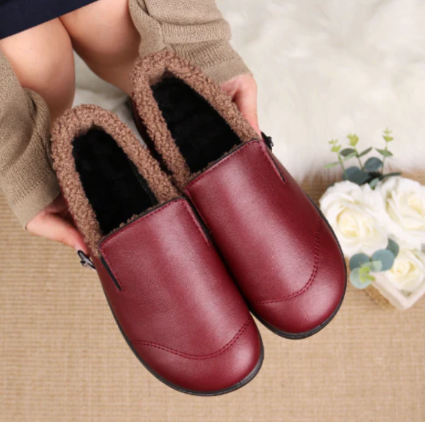 Women's leather cotton shoes