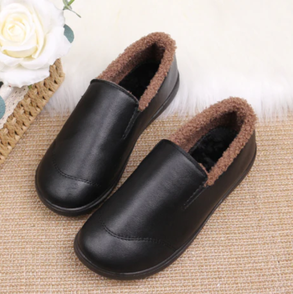 Women's leather cotton shoes