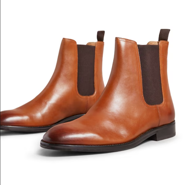 Men Tan Leather Chelsea Boots