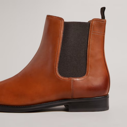 Men Tan Leather Chelsea Boots