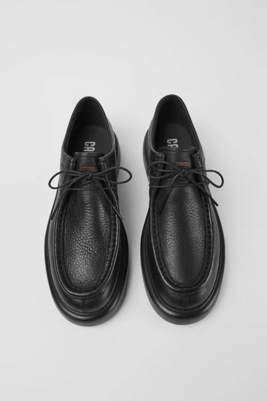 Shoetyle - Black Leather Lace-Up Men's Casual Shoes