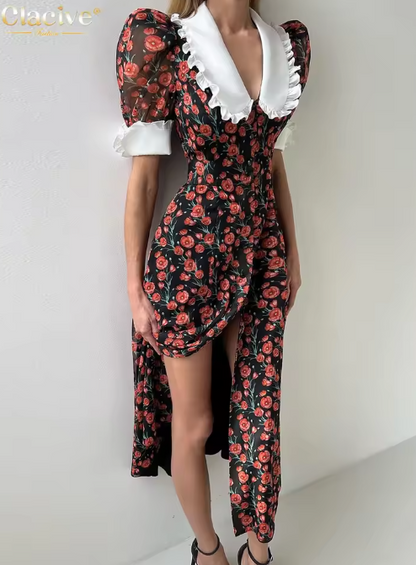 Clacive - Women's exquisite printed dress