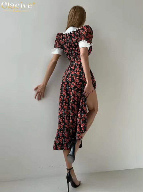 Clacive - Women's exquisite printed dress