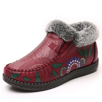 Leather and cotton shoes (side flowers)