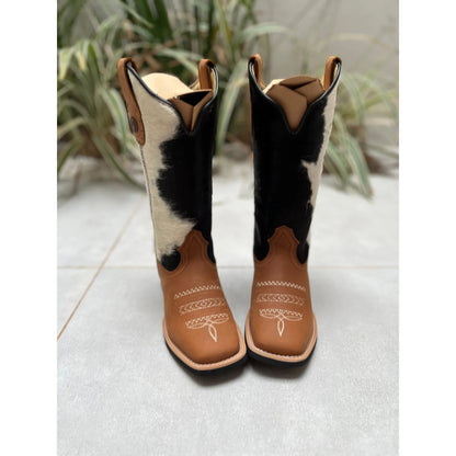 TEXANA BOOTS - CUFF LEATHER + BROWN FLOWER EMBROIDERY