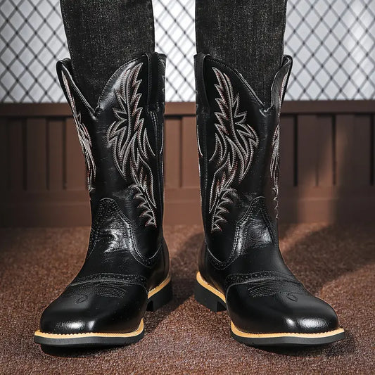 Western cowboy boots embroidered mid-calf Roper boots