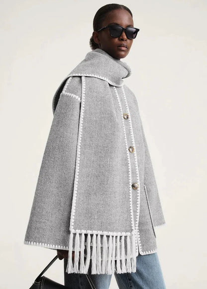 LISE | Elegant coat with integrated scarf