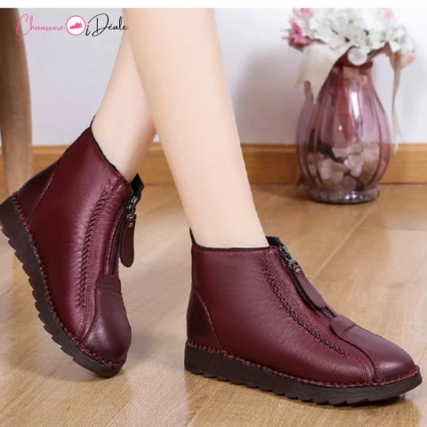 Women's leather zip-up ankle boots