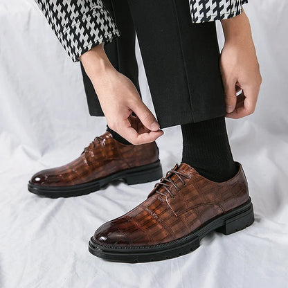 Men's Fashion Crocodile Pattern Casual Business Leather Shoes