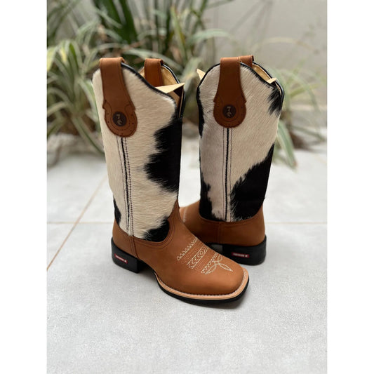 TEXANA BOOTS - CUFF LEATHER + BROWN FLOWER EMBROIDERY