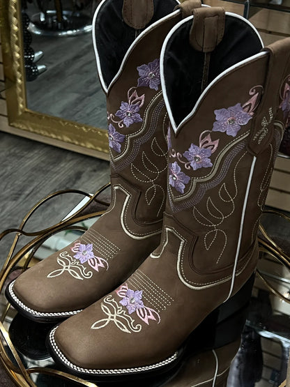 Jasmin-05 Sand with Lavender - Western Boots for Women