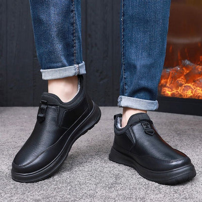 Men's leather cotton shoes