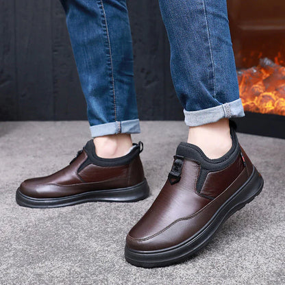 Men's leather cotton shoes