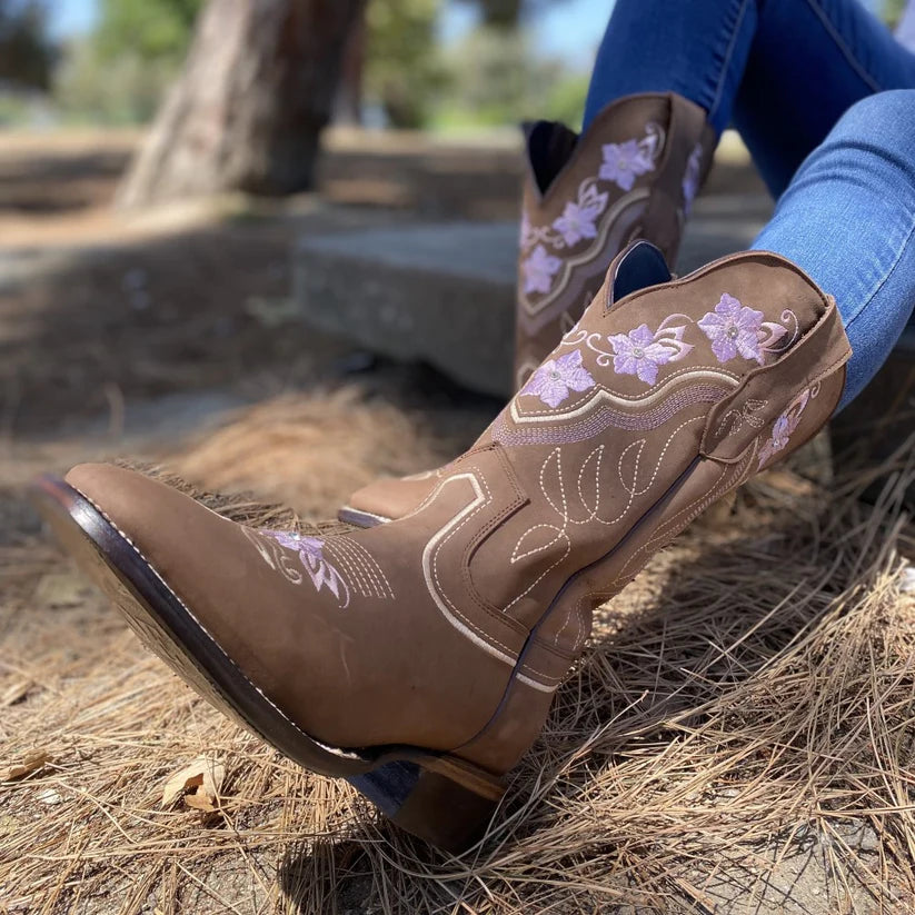 Jasmin-05 Sand with Lavender - Western Boots for Women