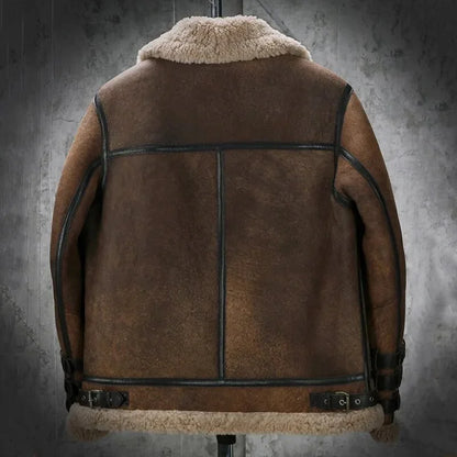 Men's Brown B3 Bomber RAF Sheepskin Leather Jacket