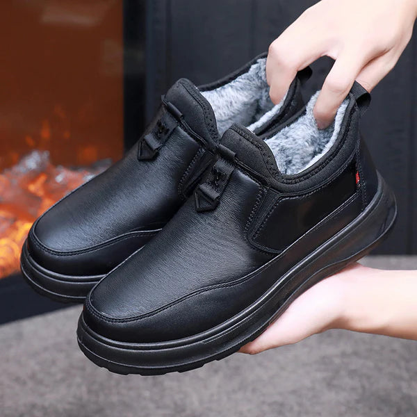 Men's leather cotton shoes