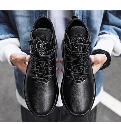 New fashion men's casual shoes, winter, non-slip PU leather boots