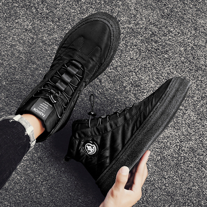 Autumn and winter high top black casual men's shoes