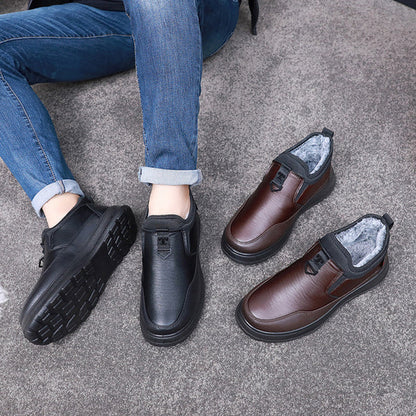 Men's leather cotton shoes