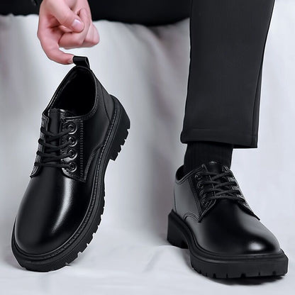 New business waterproof black leather shoes