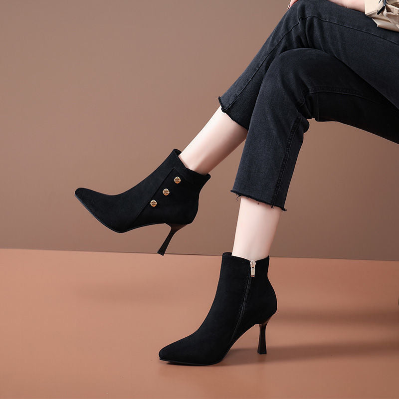 Suede stiletto boots