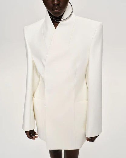 Satin-trimmed stretch-crepe blazer