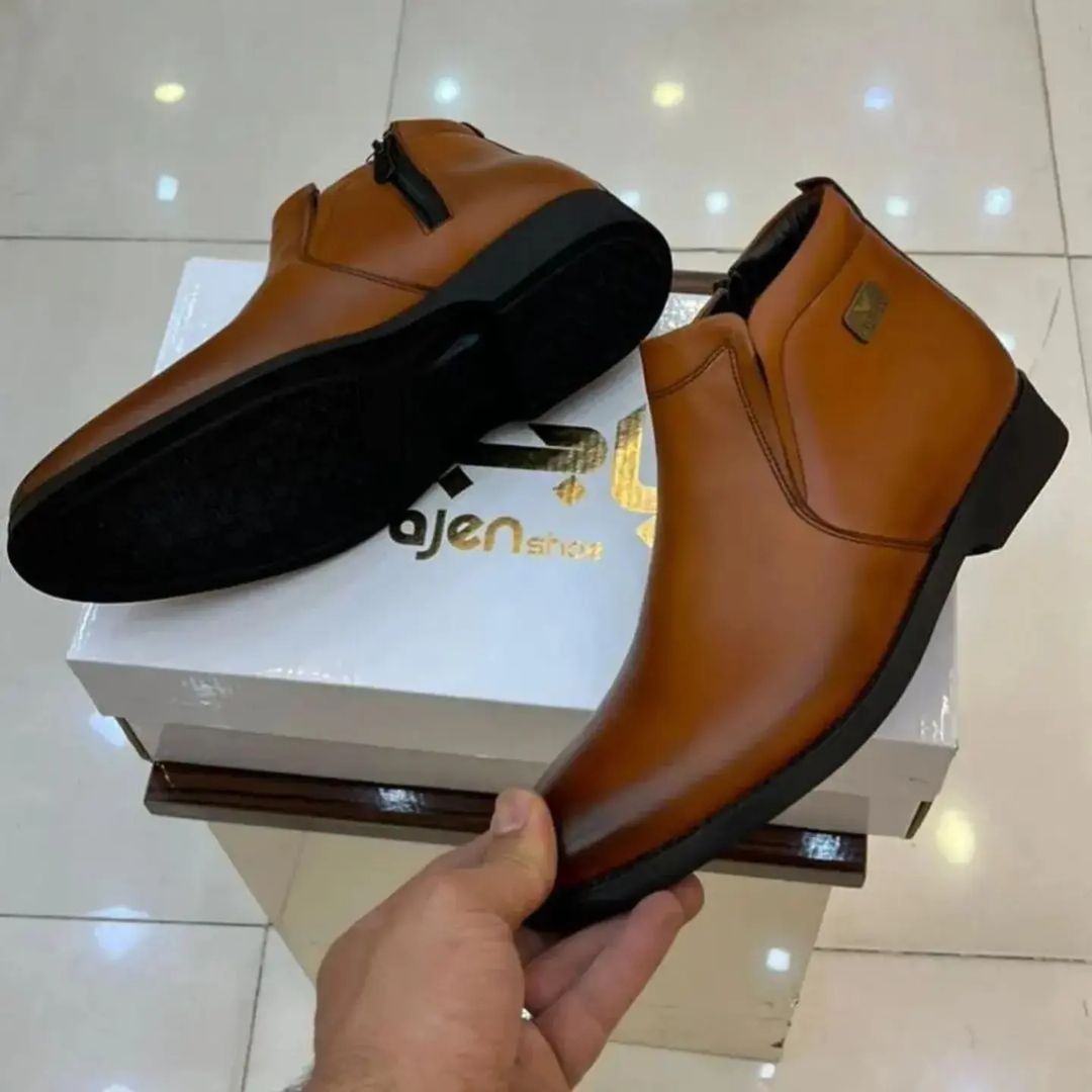 Plain Men Brown Casual Leather Boots