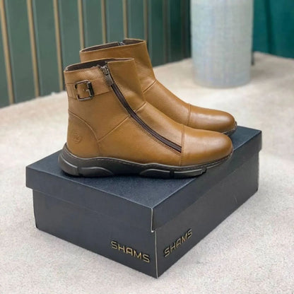 Men's zip-up leather boots