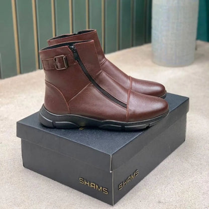 Men's zip-up leather boots