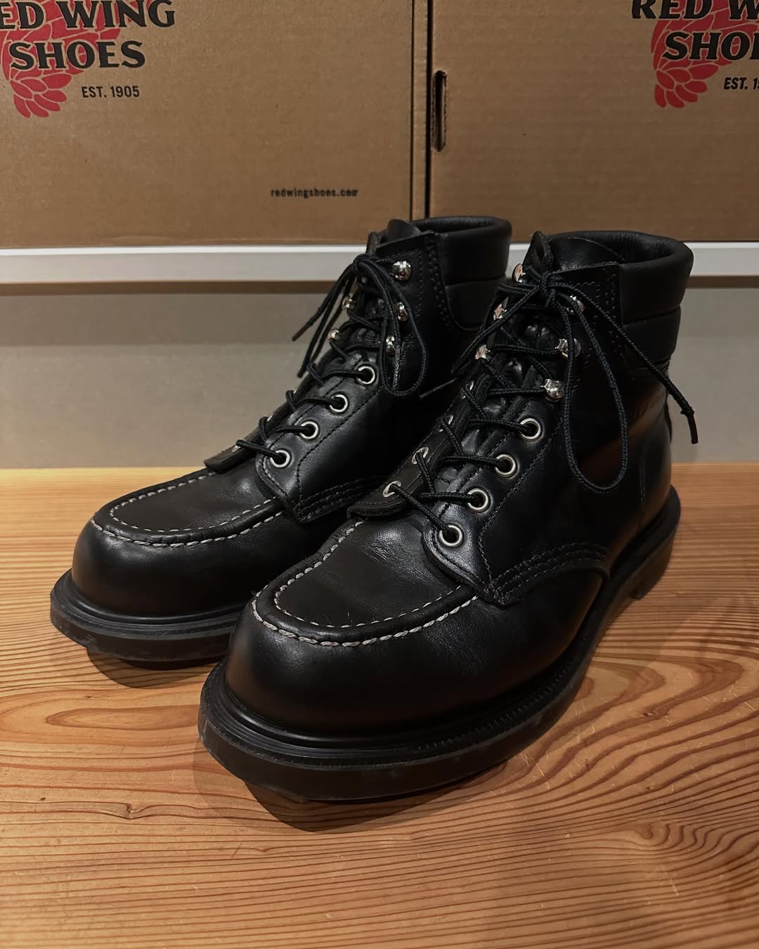 Black Chrome Moccasin Toe Boots