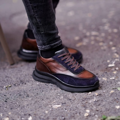 Men's brown leather sneakers