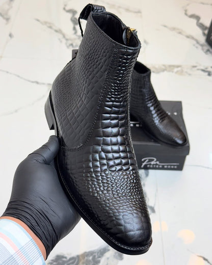 Pure leather cowhide ankle boots