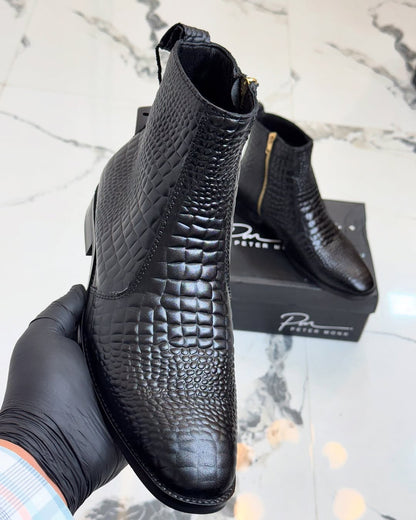 Pure leather cowhide ankle boots