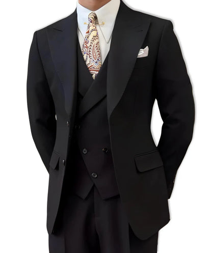 Black Milano Suit (Includes: Jacket + Waistcoat + Trousers)