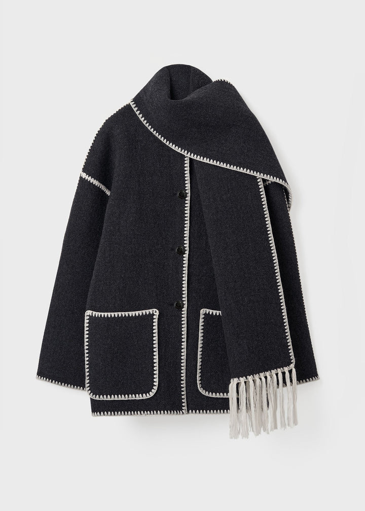 LISE | Elegant coat with integrated scarf