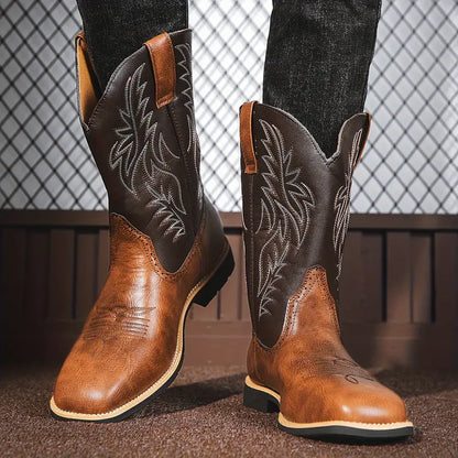 Western cowboy boots embroidered mid-calf Roper boots