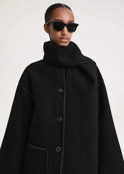 LISE | Elegant coat with integrated scarf