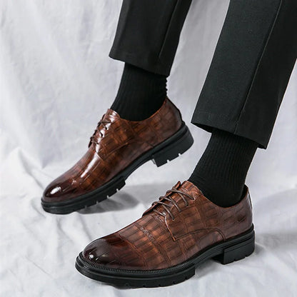 Men's Fashion Crocodile Pattern Casual Business Leather Shoes