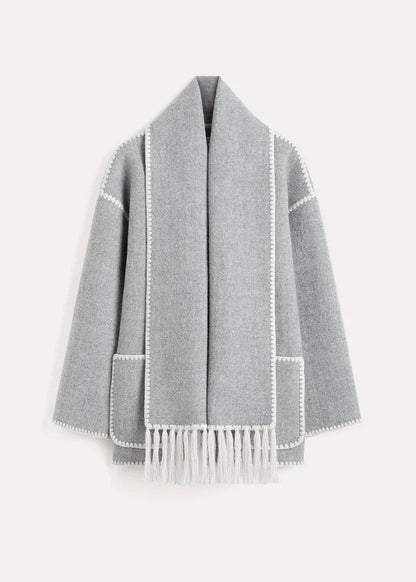 LISE | Elegant coat with integrated scarf