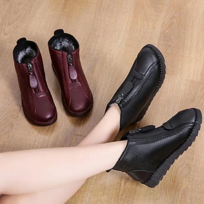 Women's leather zip-up ankle boots