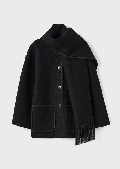 LISE | Elegant coat with integrated scarf