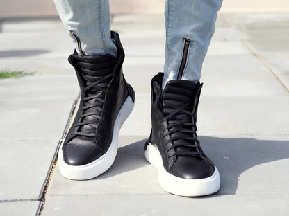 Men's genuine leather sneakers boots, men's leather boots, handmade sneakers,