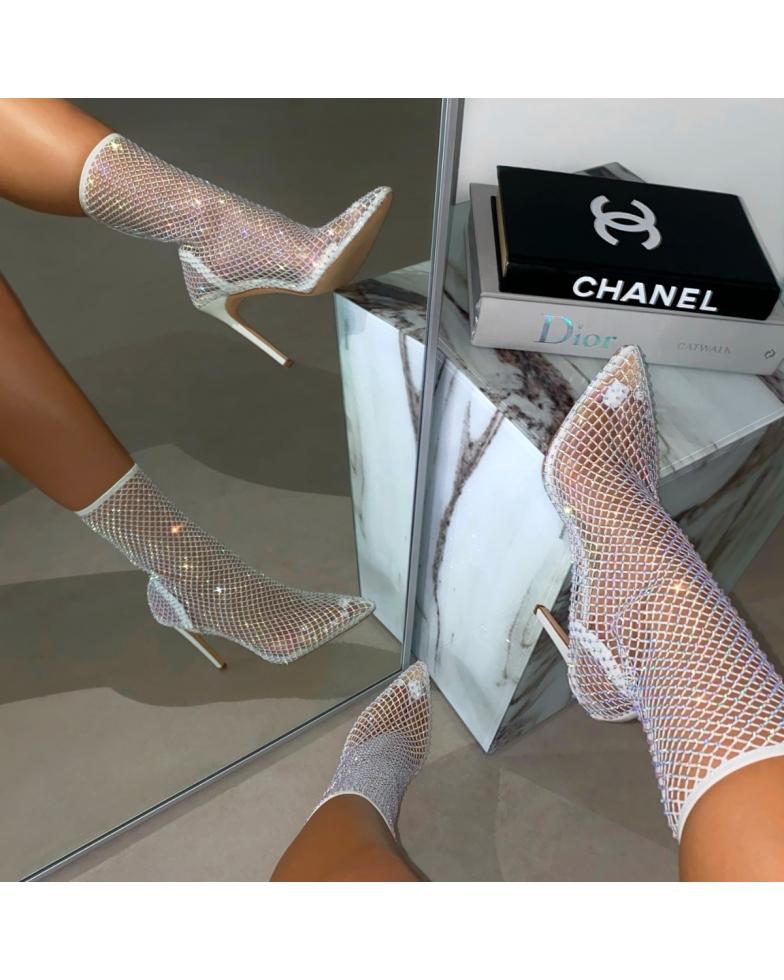 Diamond fishnet high heels